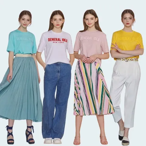 [엘루아] 여성 베이직 로고 티셔츠 4종세트