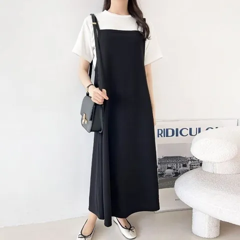 까르죠아 반팔 티셔츠 원피스 세트 2종 반팔 스판 코디 투피스