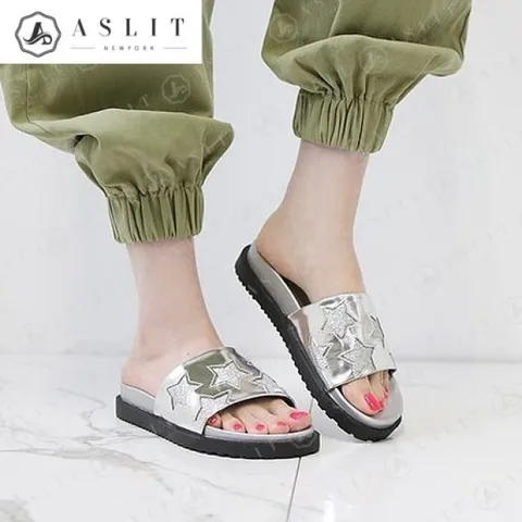 [애슬릿] 여성 글리터 스타 통굽 여름 슬리퍼 3.2cm