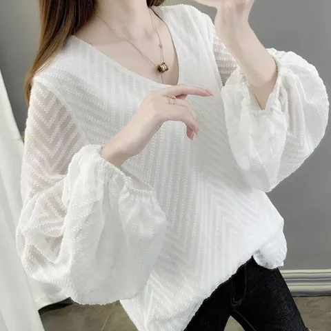 고품질 슬림하게 여신 벌룬 블라우스 (WFK4ZAO)