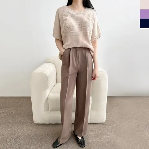 여자 데일리 반팔 니트티