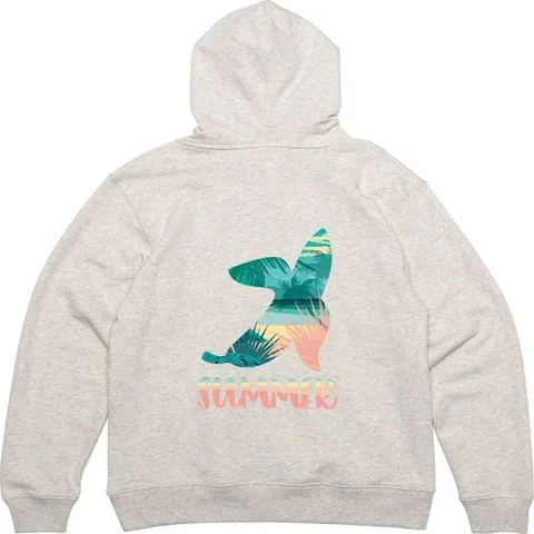 후드집업 뒷면 썸머 바나나 해변 휴가 그림 프린팅 (WFGLRB1)