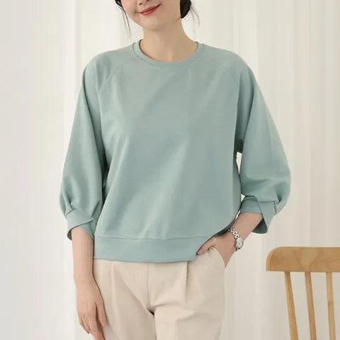 [웬디즈갤러리]7부 튤립 소매 티셔츠 /여성 간절기 군살커버 퍼프 소매 UTS113