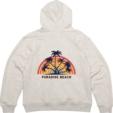 후드집업 뒷면 파라다이스 해변 여름 그림 프린팅 (WFGLQBX)