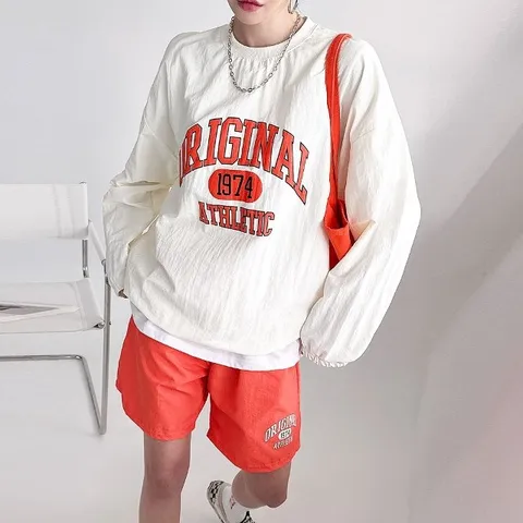 까르죠아 바스락 맨투맨 반바지 세트 여성 여자 커플룩 티셔츠