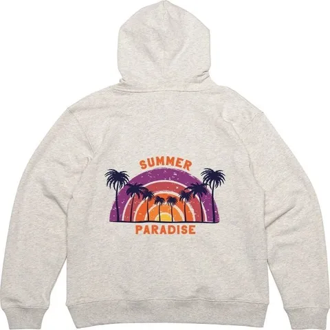 헤비후드집업 뒷면 여름 낙원 해변 야자수 그림프린팅 (WFH0K93)