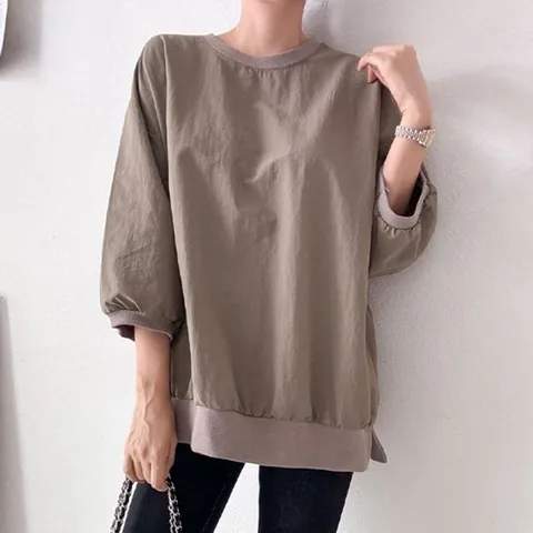 [웬디즈갤러리]아노락 루즈핏 8부 맨투맨 티셔츠 STS105