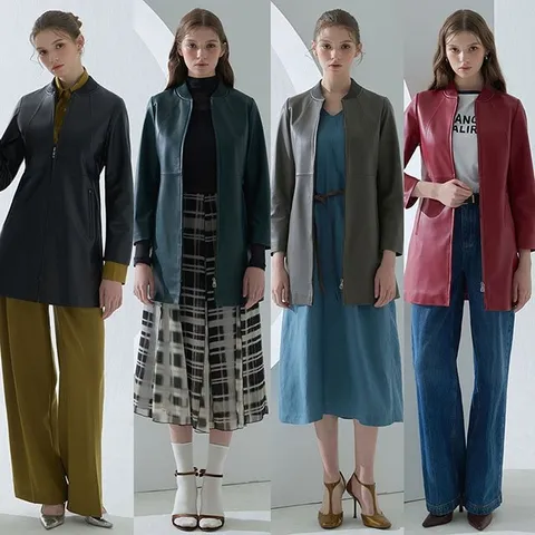 [헤스티지] 여성 천연 양가죽 코트