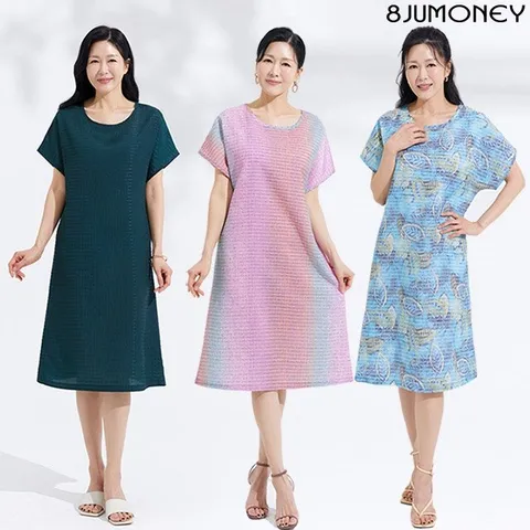 [여름추천/빅사이즈] 24SS 팔주머니 풍기인견원단 시어서커 원피스 3종