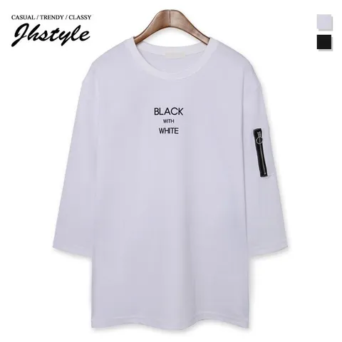 나염 소매 지퍼 7부 티셔츠 STPBRT212