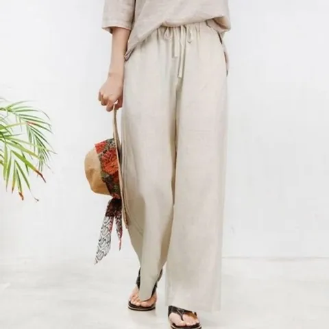 린넨 밴딩 린넨바지 허리 린넨반바지 바지 와이드 통 (WD36A99)