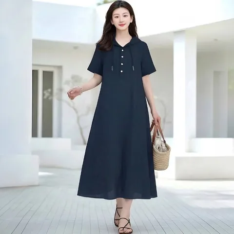쉐바 뒷트임 배색 원피스
