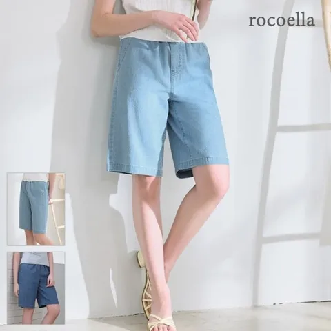 [로코엘라] 카니엘 소프트 데님 풀스트링 여성 5부 팬츠