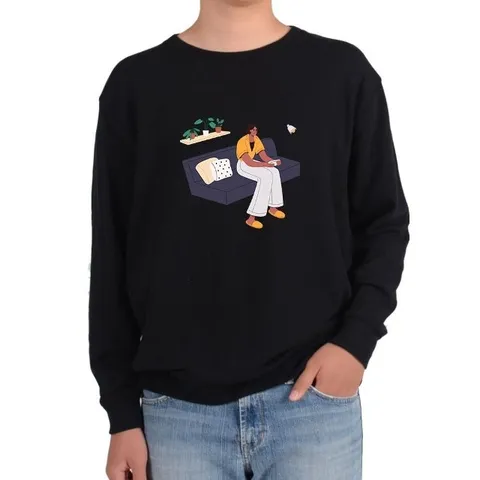 맨투맨 휴일 게임하는 여자 MZ세대 게임머니 방콕그림 다양한 사이즈 (WFJCZZC)