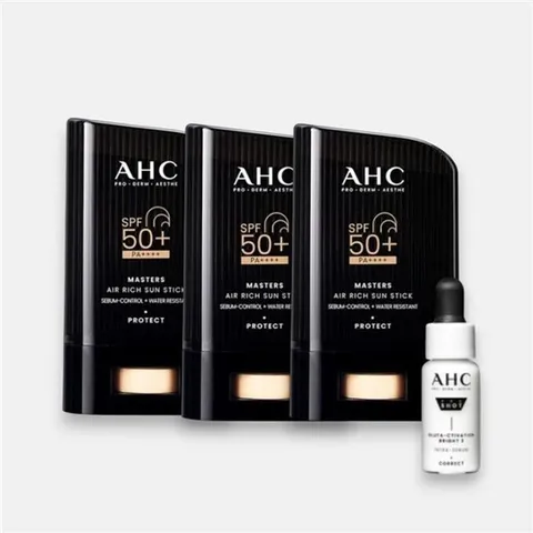 AHC 마스터즈 에어 리치 선스틱 14g 3개+(증정) 프로샷 세럼 5ml SPF50+ / PA++++