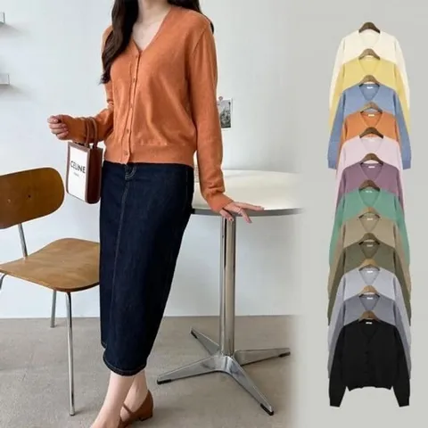 데일리 브이넥 카디건 마리엘 캐시미어 가디건 카디건 (WFGGOPK)