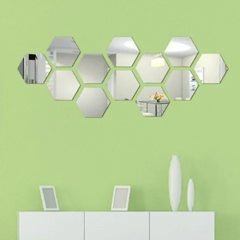 육각 아크릴거울 고급 붙이는 트렌드 12개세트 안전 (WFGHKIG)