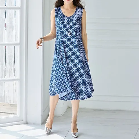 까르죠아 사각 아이스 원피스 냉감 빅사이즈 여름 민소매 나시 루즈핏 미시옷