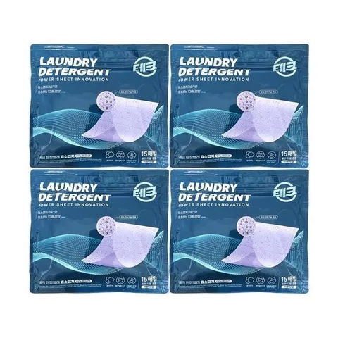 [ 테크 ] 엘지 한장빨래 시트세제 효소캡처 15매입 4개 라벤더향