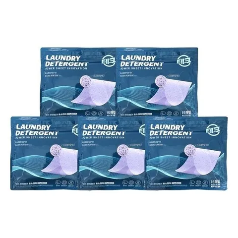 [ 테크 ] 엘지 한장빨래 시트세제 효소캡처 15매입 5개 라벤더향