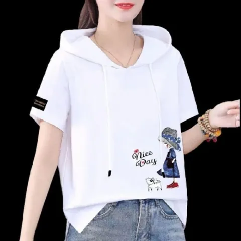 후드 베이직 애니레터 반팔티 프린팅 올데이 여름 (WFHMQ9G)