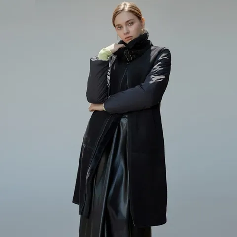 리들리 나인 에코 무스탕 덕다운 롱패딩_블랙