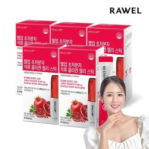 로엘 웰업 초저분자 석류콜라겐젤리스틱 15포 x 5박스 / 300달톤 석류 콜라겐