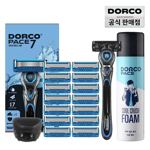 [우수한 절삭력] 도루코 페이스7 면도기 풀세트 7호(기+날 총15입+쉐이빙폼+케이스)