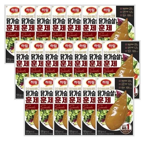 하림 닭가슴살 훈제 100g  x  20봉