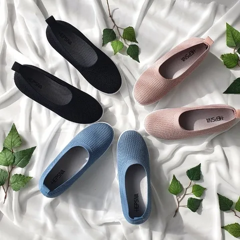 [제라카] 여성 메쉬 여름 단화 니트 슬립온 플랫슈즈 CC550