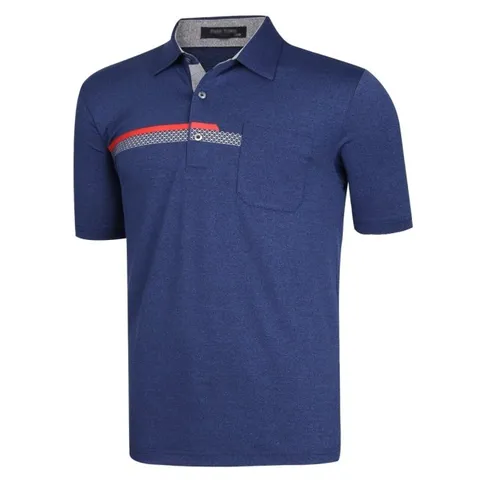 남성 베이직 스판 반팔 카라 티셔츠 LM-KAH-842-네이비