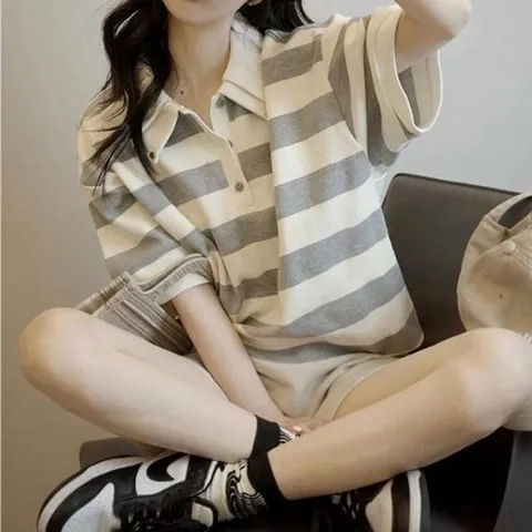 스트라이프 더블 카라 폴로 반팔 셔츠 FNC 0 0 03 여 (WFHU6C4)