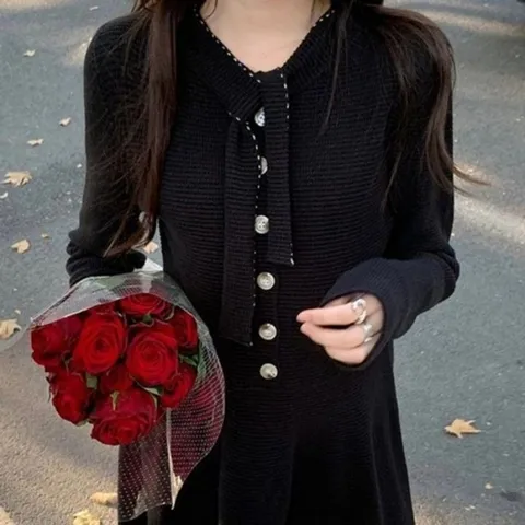 [W shopping] 타이넥 플레어 윈터 봄 원피스 따뜻 가을 겨울 하객룩