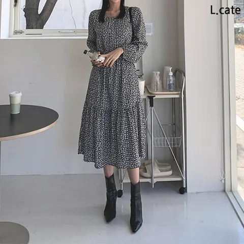 [W shopping] 엘케이트 여자 원피스 LRT3392 여성 플라워 스트랩 프릴 롱 드레스