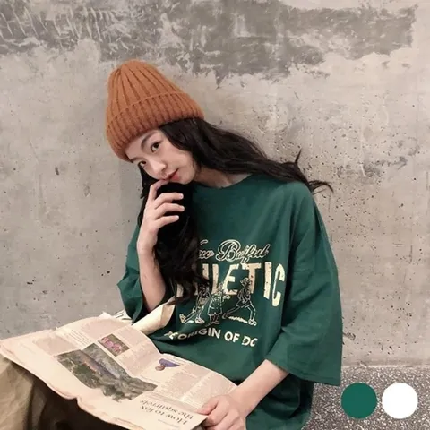 [W shopping] 여성티셔츠 여름 빈티지 프린팅 오버핏 티셔츠