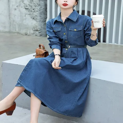 [W shopping] [헬리꽁땡]피크닉데님A라인원피스+벨트(2종)