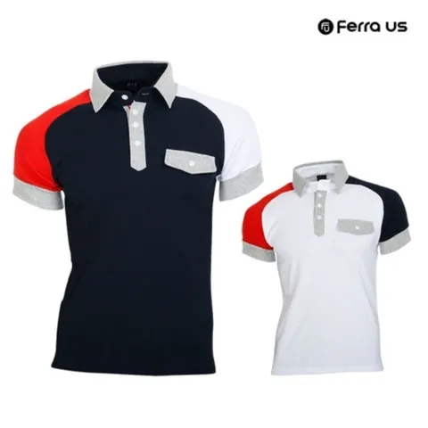 [W shopping] 남성 여름 골프웨어 골프 카라 나그랑 반팔 면 티셔츠