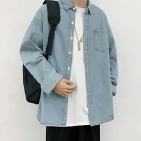 오버핏데님셔츠 여름 청남방 남녀공용 2컬러 긴팔셔츠