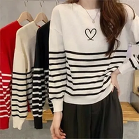 [오노마] ONM 스트라이프 하트 긴팔티 URD-089