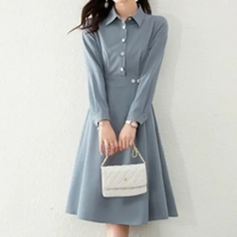 [오노마] ONM 직장인 여성 오피스룩 하객룩 A라인 카라 원피스