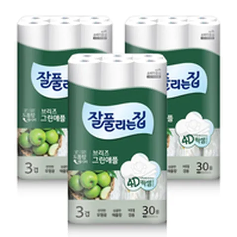 잘풀리는집브리즈그린애플 30롤 화장지 3팩(총 90롤)