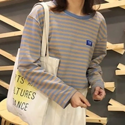 [오노마] ONM 루즈핏 스트라이프 롱슬리브 티셔츠 라운드넥 데일리