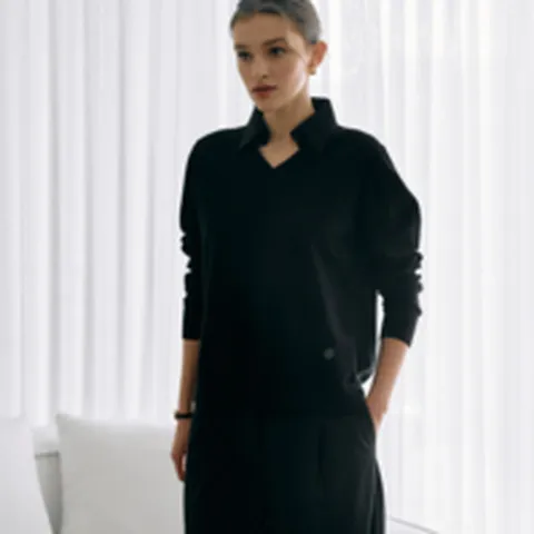 (앤클라인) 앤클라인우븐 배색 카라 니트 S5HS05