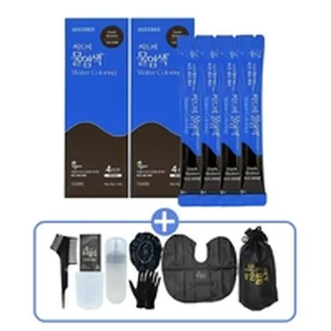 씨드비 물염색 시즌2 프리미엄 새치 커버 다크브라운 4회분x2박스+염색도구