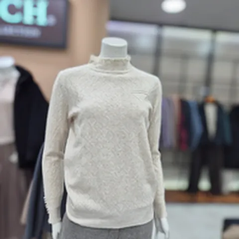 (안지크) 안지크 반폴라 프릴레이스니트