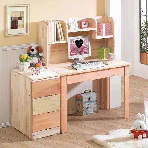 퍼스웰 알피노 삼나무원목 편수책상+책꽂이+3단서랍통(SI_017)