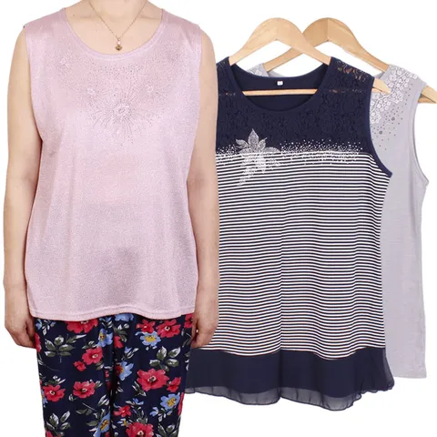 중년여성민소매상의3종9색상 반짝이나시 할머니옷선물