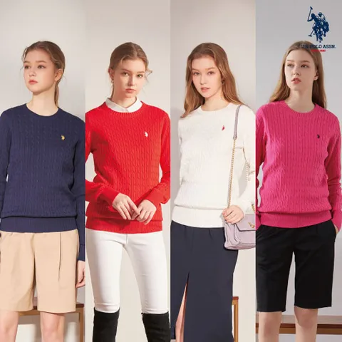 [유에스피에이] Spring 화이트라벨 케이블니트 여성