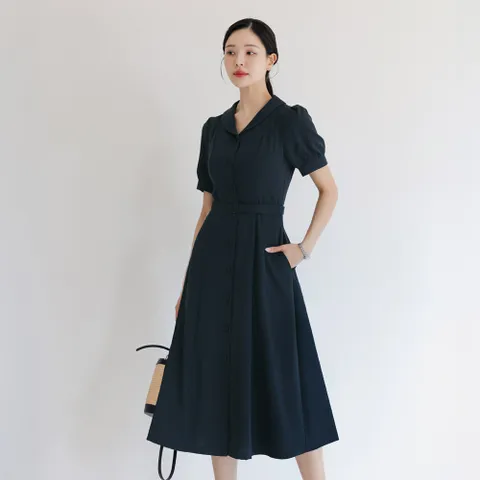 (~XXL까지) 온제이 플랫 카라 핀턱 벨트 원피스 여름 나들이 하객룩 오피스룩 데이트 모임 미시 빅사이즈