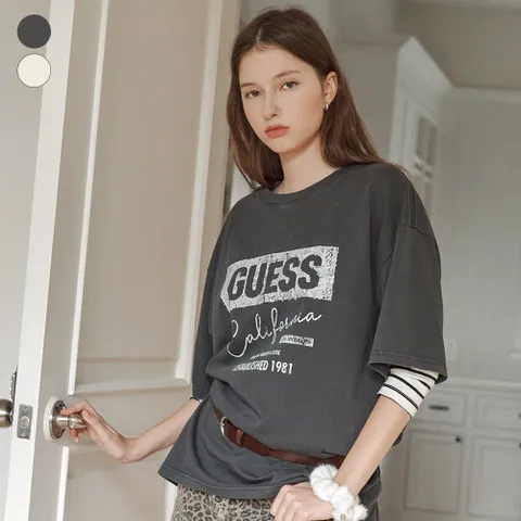 게스진 남녀공용 다잉 반팔 티셔츠 NP3K5495 428519